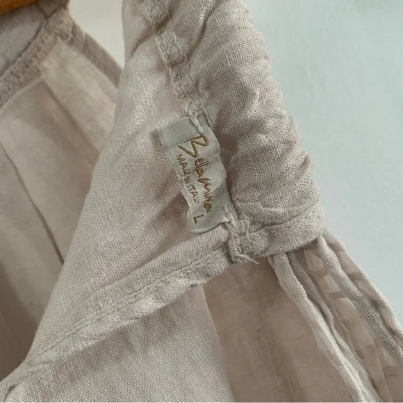 Bellambra-Linen Blouse with Bow tie in back  beige size Large#cotton tank top - Picture 4 of 7